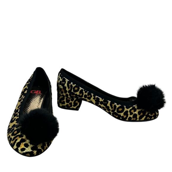 GB Girls Dress Shoes Size‎ 2M Sparkle Leopard print with Pom poms - Picture 6 of 7